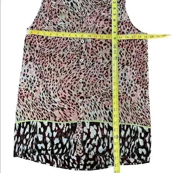 CAbi Beguile Animal Print Sleeveless sheer Button Tunic S - Picture 4 of 5